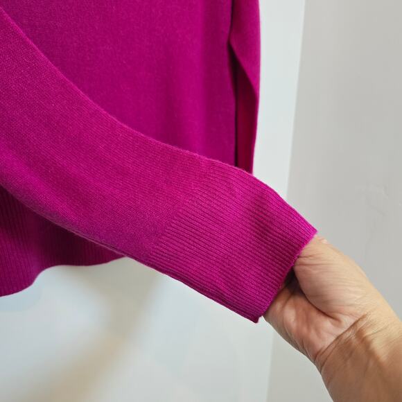 Rachel Zoe 100% Cashmere Crewneck Sweater Size S Magenta Pullover Rib Hem 2-Ply - Picture 4 of 7